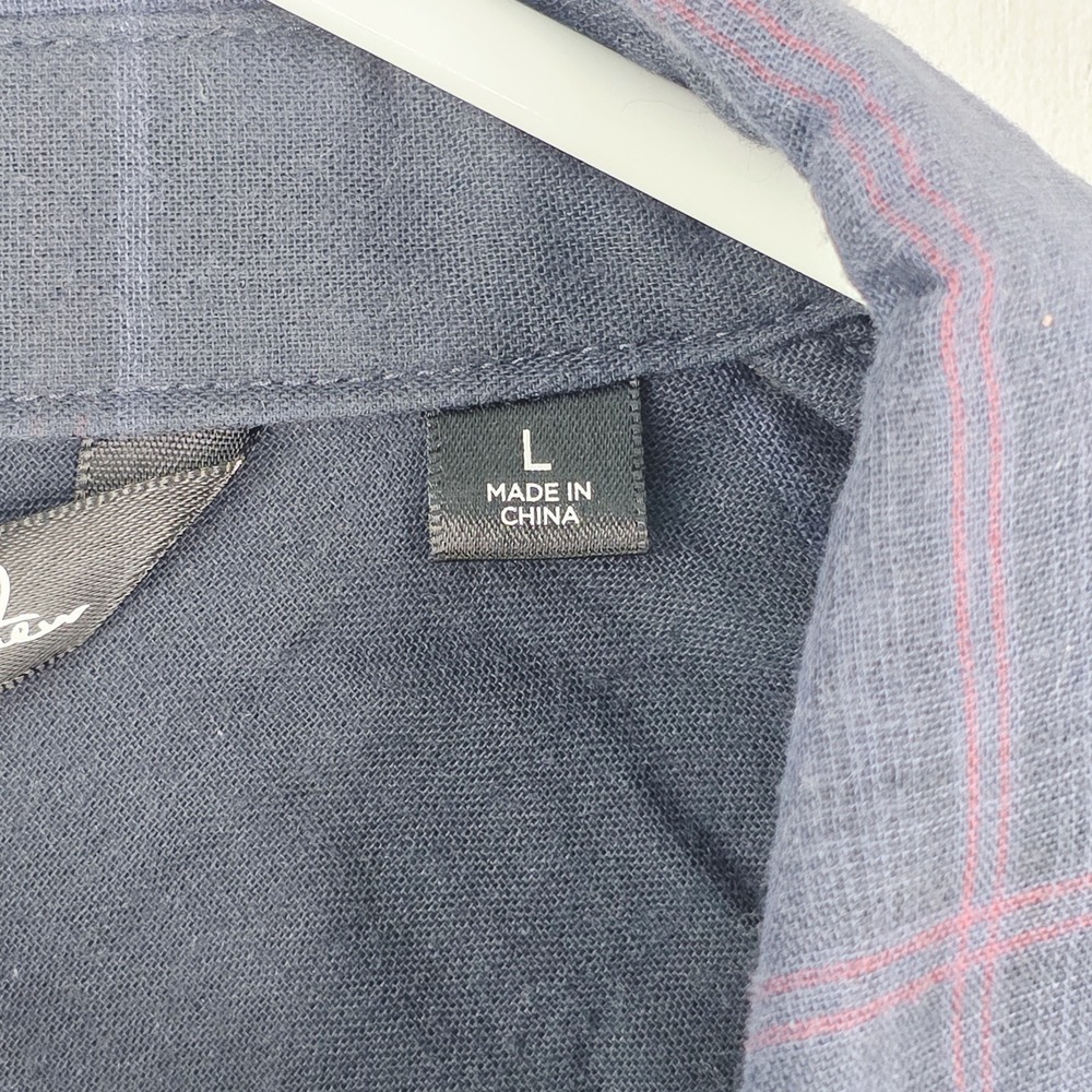 Travis Mathew Shirt Men's Large Blue Plaid Flannel Long Sleeve Button Up NWT‎ - Picture 4 of 12